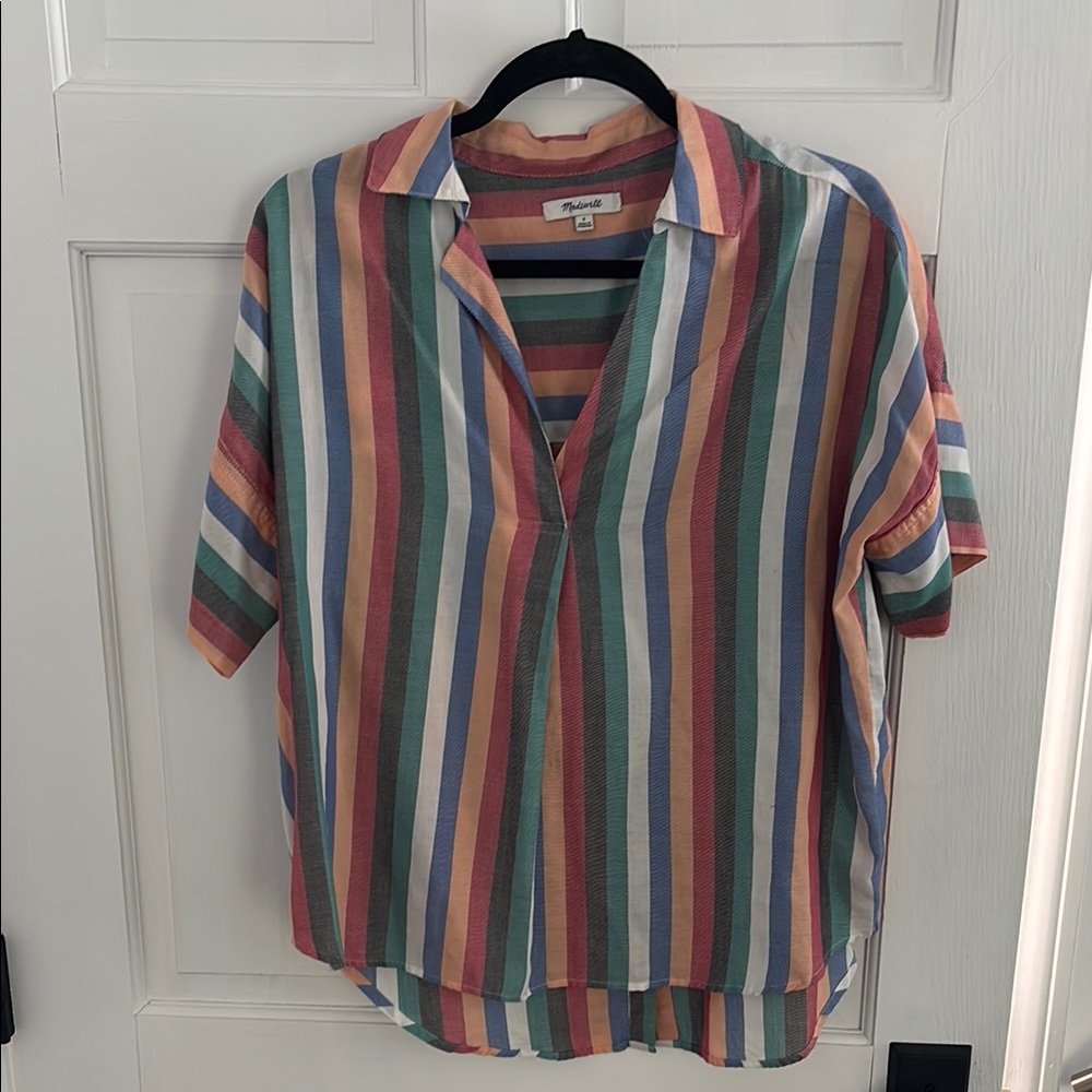 Madewell Striped Short Sleeve Blouse